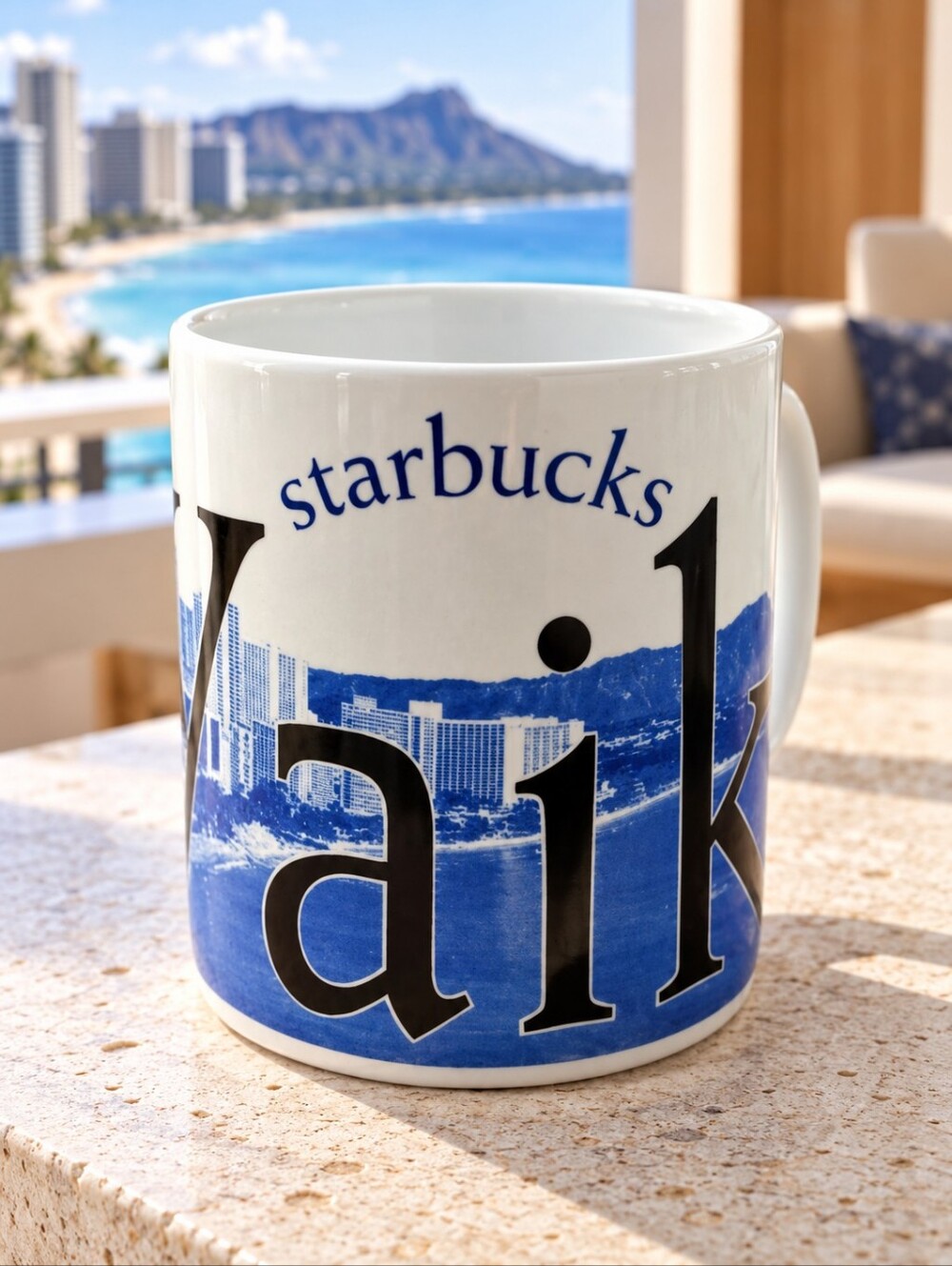 2002 Starbucks Waikiki City Mug Collector Series Jan Belson Hawaii 20 Oz